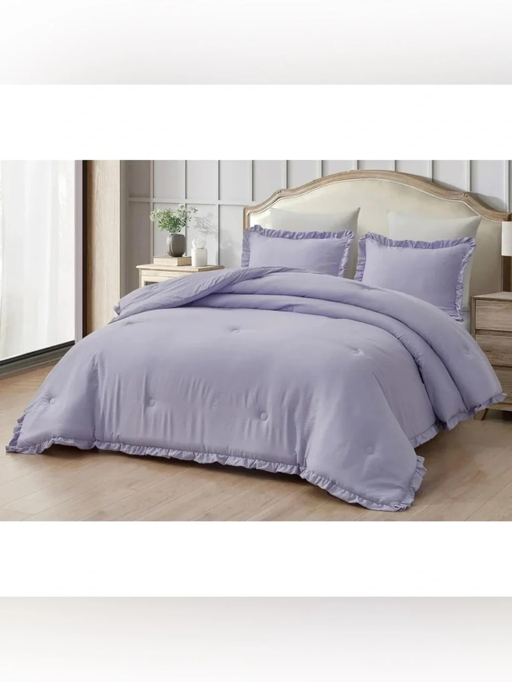 Lavender Ruffle Queen 3 piece Comforter Set